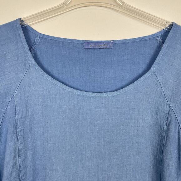 Cutloose 100% Linen Tunic Top Size Large Chambray Blue Boho Beach Lagenlook - Picture 4 of 9